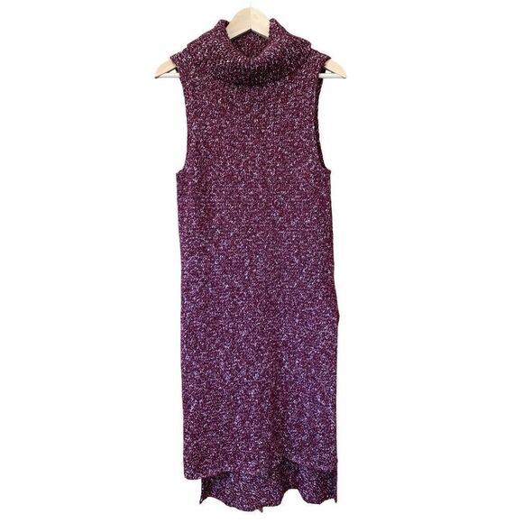 Anthropologie Sleeveless Flowy Turtleneck Tunic Sweater Bordeaux‎ Size S - Picture 4 of 12